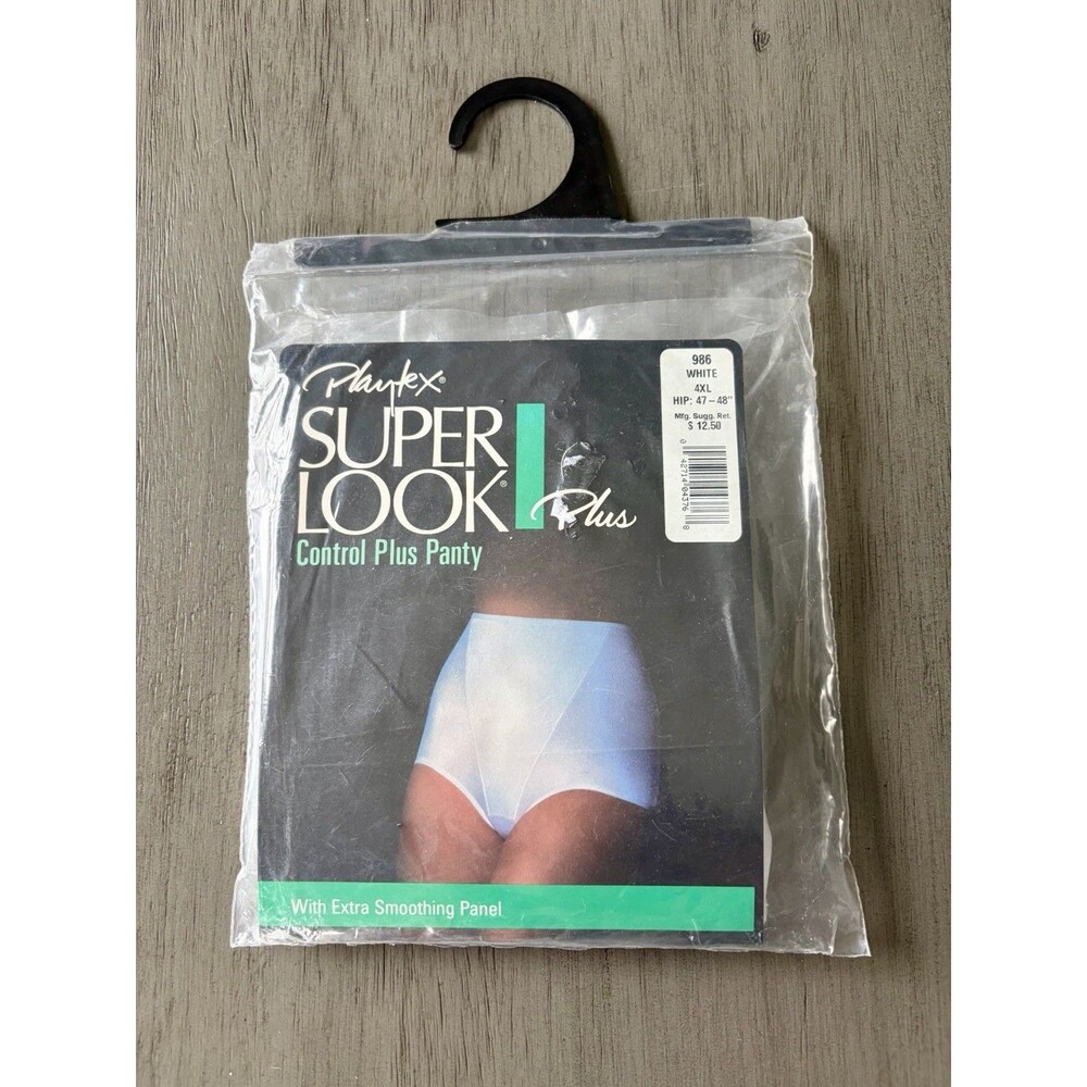 NIP Vintage 80s Playtex 986 White Super Look Plus Control Panty Shaper Sz 4XL